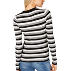 HOOKED UP Womens Black Stretch Metallic Striped Long Sleeve Crew Neck Sweater Juniors S