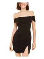 Emerald Sundae Womens Ruffled Mini Fit & Flare Dress Black M