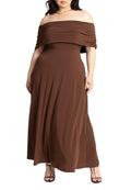 ELOQUII Women's Plus Size Off The Shoulder Maxi Dress - 22, Potting Soil