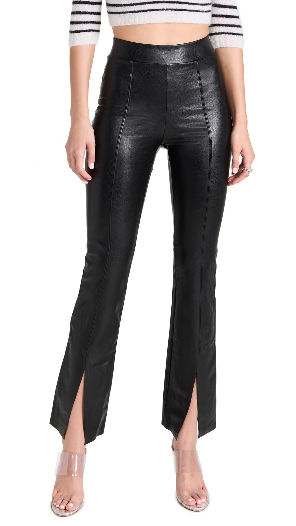 commando Women's Faux Leather Splitfront Pants, Black, XL