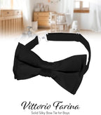 Vittorio Farina Boy's Pretied Solid Silky Satin Bow Tie