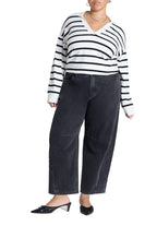 ELOQUII Women's Plus Size Dart Detail Barrel Leg Jean - 24, Vintage Black Wash