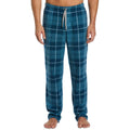 Perry Ellis Portfolio Men's Windowpane Plaid Textured Fleece Pajama Pants (Moroccan Blue, Medium)