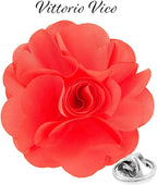 Vittorio Vico Unisex Satin Solid Flower Lapel Pin