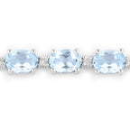 12.83 Carat Genuine Blue Topaz and White Topaz .925 Sterling Silver Bracelet