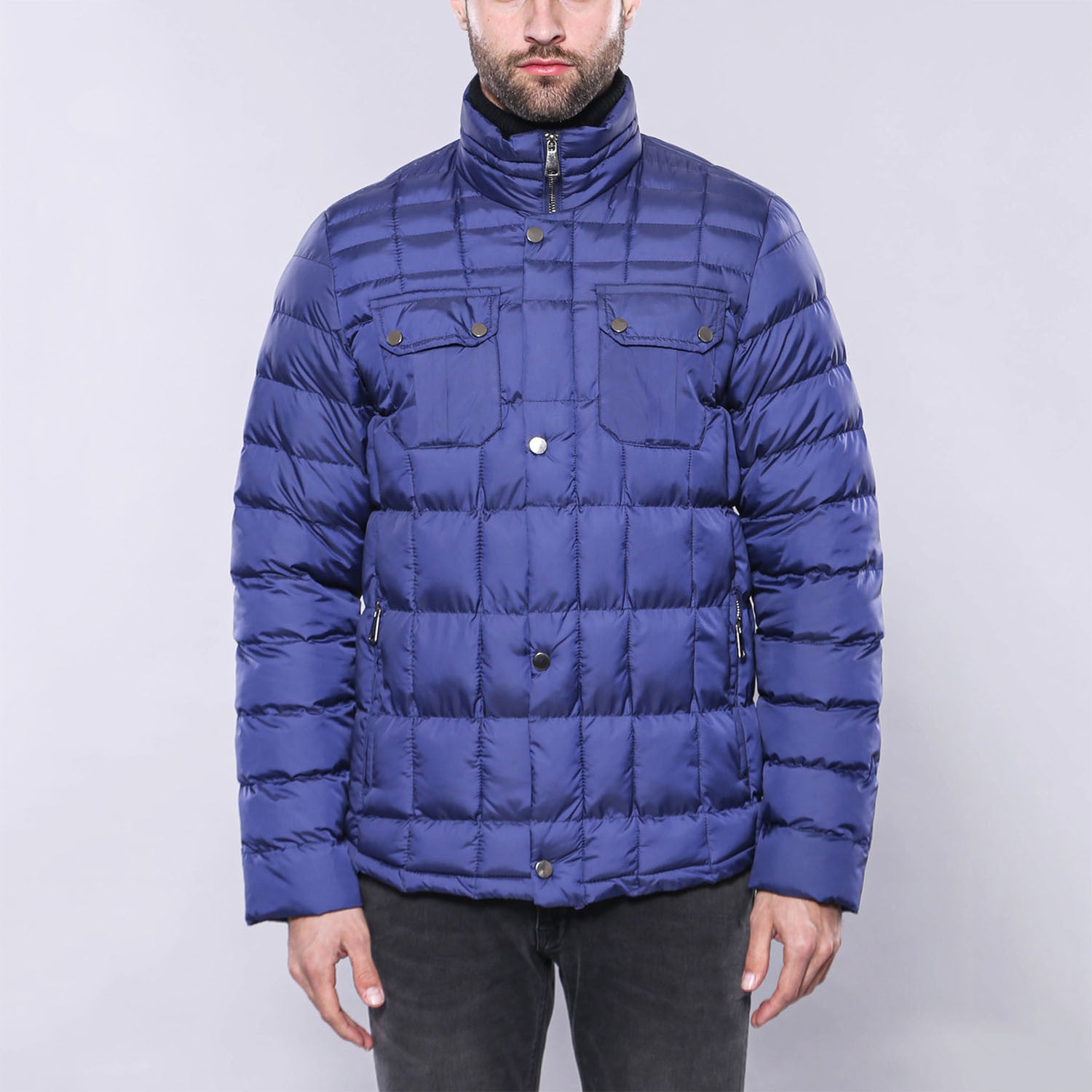 Slim-Fit Quilted Coat // Royal Blue