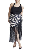 ELOQUII Women's Plus Size Wrap Front Fringe Mini Skirt - 22, Crinkle Cut Fauna