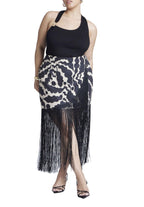ELOQUII Women's Plus Size Wrap Front Fringe Mini Skirt - 22, Crinkle Cut Fauna