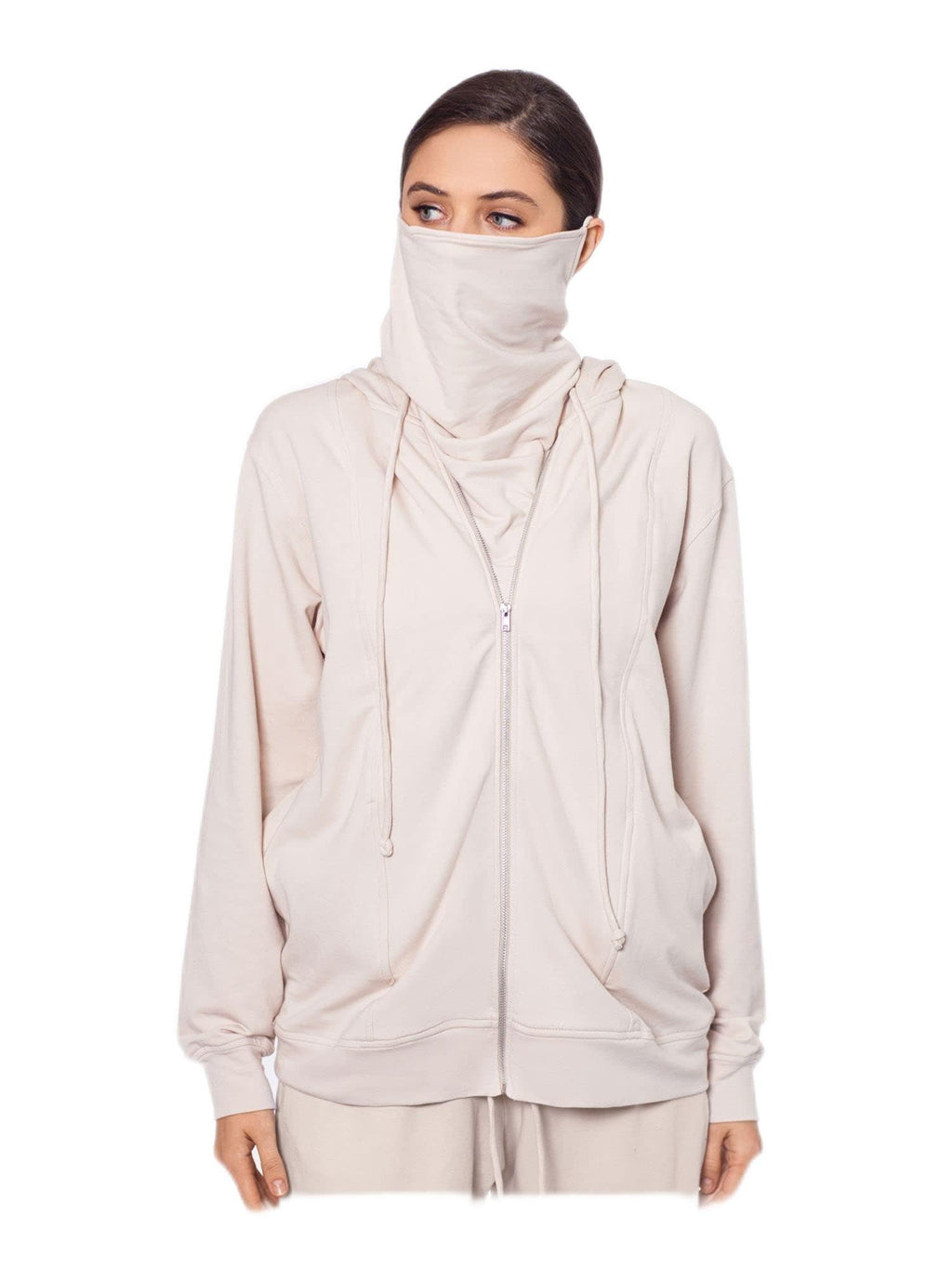 Betsy & Adam Womens Comfy Cozy Zip Hoodie Beige S