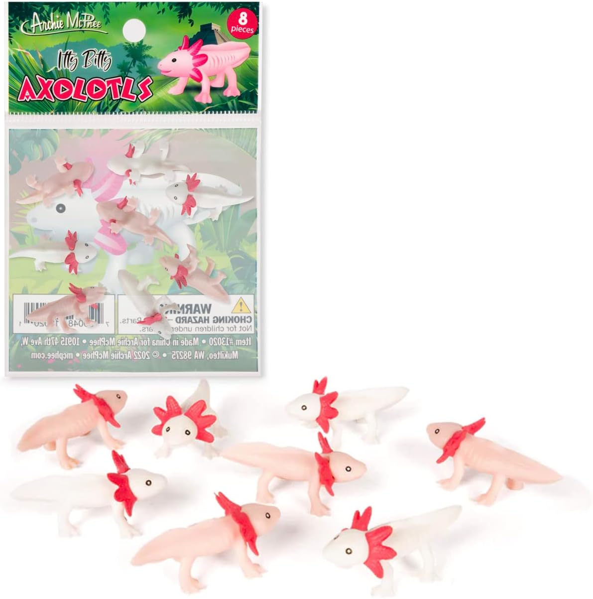 Itty Bitty Happy Axolotls (Bag of 8) - Tiny Figurines Crafts - Archie McPhee