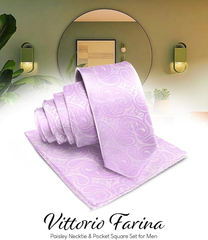 Vittorio Farina Men's Woven Paisley Necktie & Pocket Square