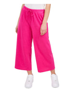 Riley & Rae Womens Patrice Cropped Knit Wide Leg Pants Pink L
