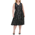 Tommy Hilfiger Womens Plus V Neck Lace Midi Dress Black 14W