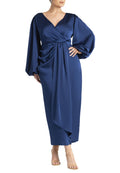 ELOQUII Women's Plus Size Satin Sleeve Pleated Dress - 20, Marine Blue
