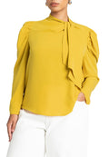 ELOQUII Women's Plus Size Drape Front Blouse - 18, Marigold