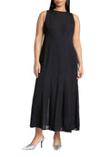 ELOQUII Women's Plus Size Chiffon Godet Maxi Dress - 16, Black Onyx