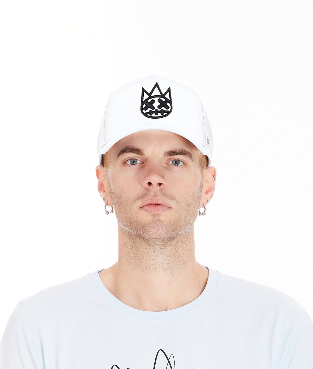Shimuchan Logo Mesh Back Trucker Hat in White