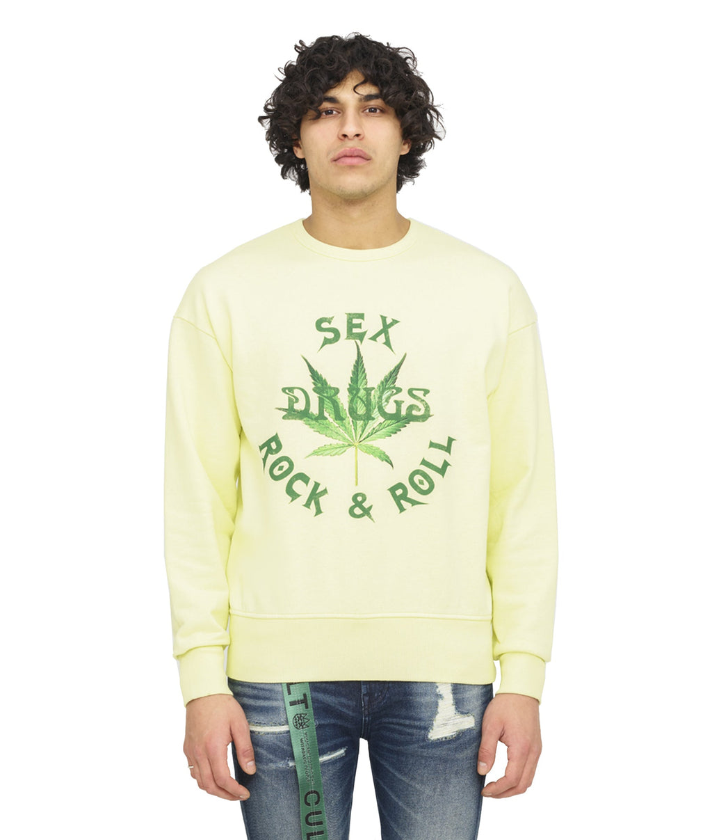 NOVELTY CREW NECK FLEECE IN LEMON