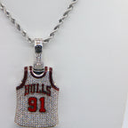 Chicago Bulls Dennis Rodman #91 Jersey Pendant Necklace – Premium Zircon Basketball Fan Gift