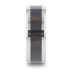 AZTEC Mahogany Inlaid Tungsten Carbide Ring with Polished Beveled Edges – 8mm