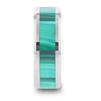 MAHI Malachite Inlay Tungsten Carbide Ring with Polished Beveled Edges - 8mm