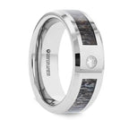 COLTON Tungsten Carbide Ring Ombre Deer Antler Inlay Polished Beveled Edges with Diamond - 8mm