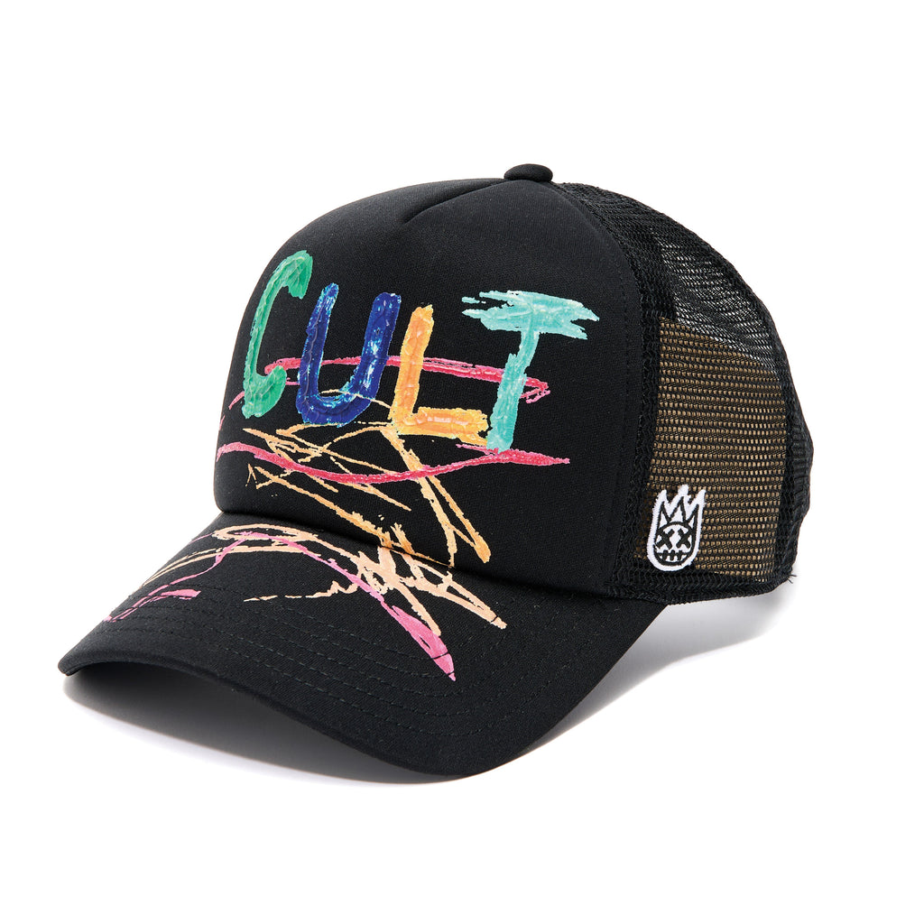 Cult's Hand Drawn Logo Trucker Hat in Black