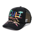 Cult's Hand Drawn Logo Trucker Hat in Black