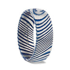 EARL Blue Domed Brushed Damascus Steel Men’s Wedding Band with Vivid Etched Design - 6mm & 8mm