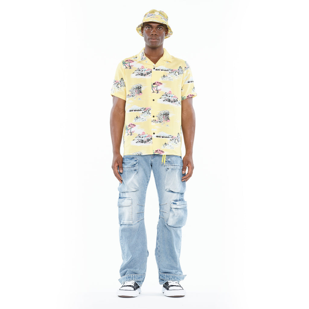 Cult's Cuban Short Sleeve Woven Shirt in Senshi