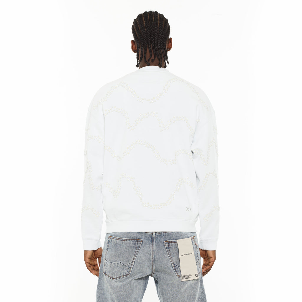 Cult x El Alfa Premium Crew Neck Fleece Sweatshirt in White