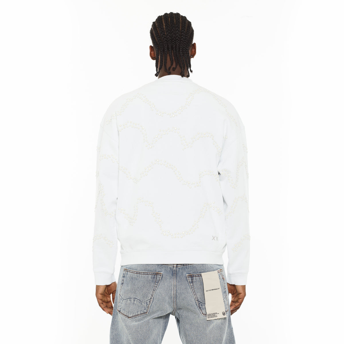 Cult x El Alfa Premium Crew Neck Fleece Sweatshirt in White