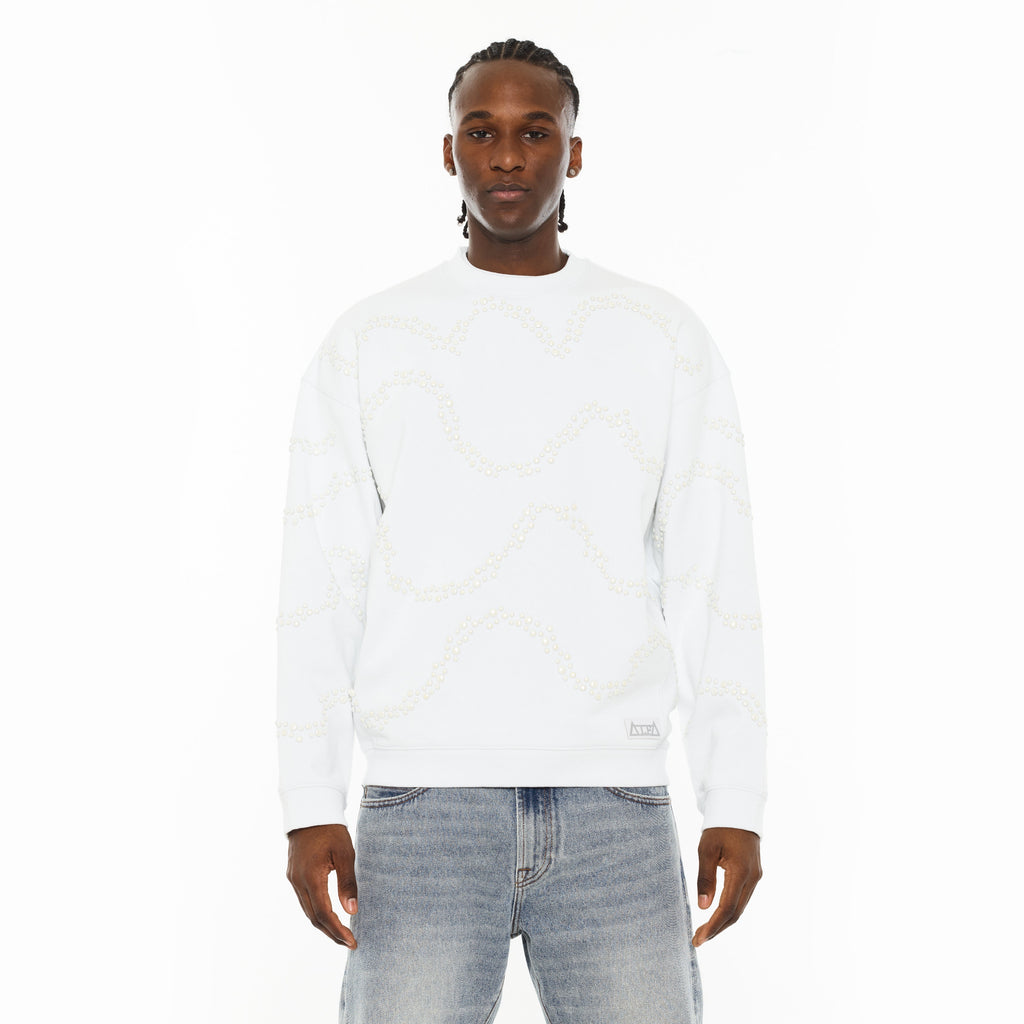 Cult x El Alfa Premium Crew Neck Fleece Sweatshirt in White