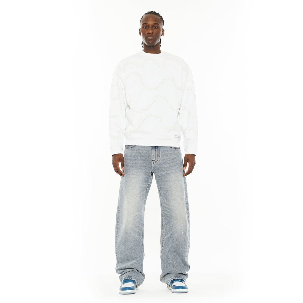Cult x El Alfa Premium Crew Neck Fleece Sweatshirt in White