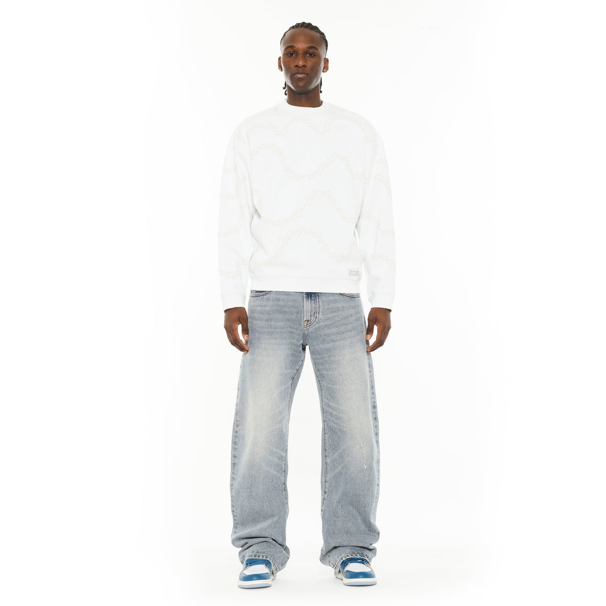 Cult x El Alfa Premium Crew Neck Fleece Sweatshirt in White