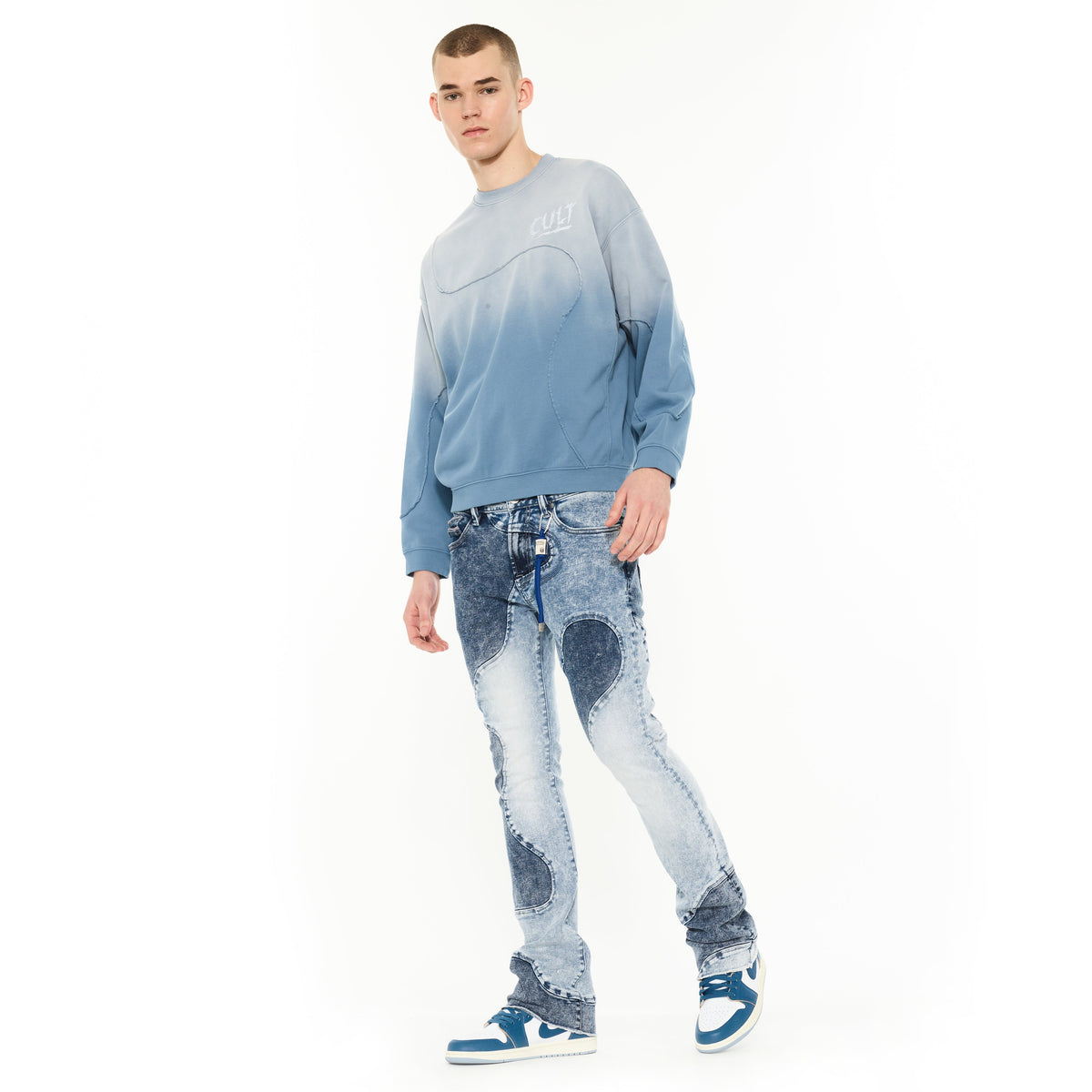 Cult's Crew Novelty Sweatshirt in Blue Steel