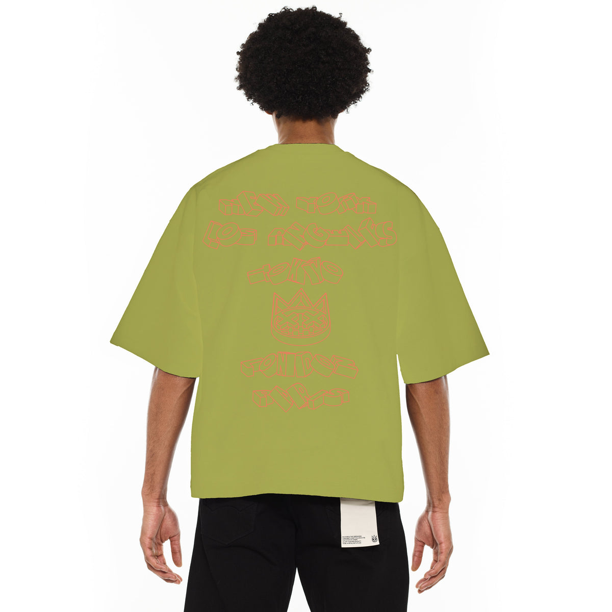 Cult's Oversized Heavyweight Boxy Fit Short Sleeve Crew Neck Tee "Cult Stacked" in Green Oasis