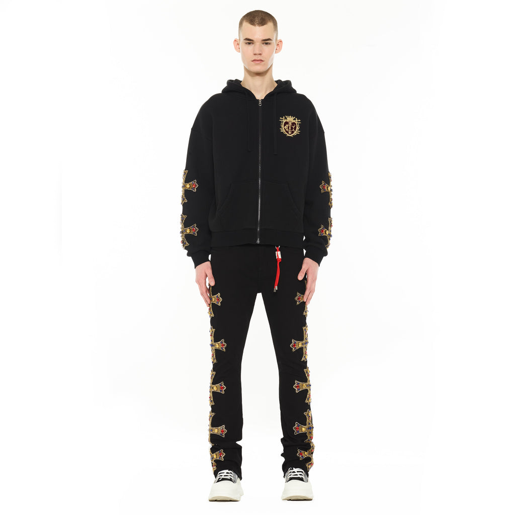 Cult's Zip Novelty Hoody "Family Crest" in Black