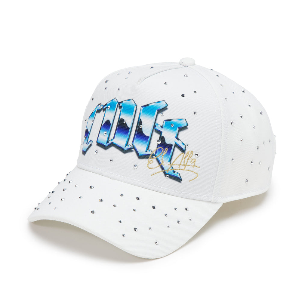 Cult x El Alfa Premium Logo 5 Panel A Frame Trucker Hat "Panther" in Winter White