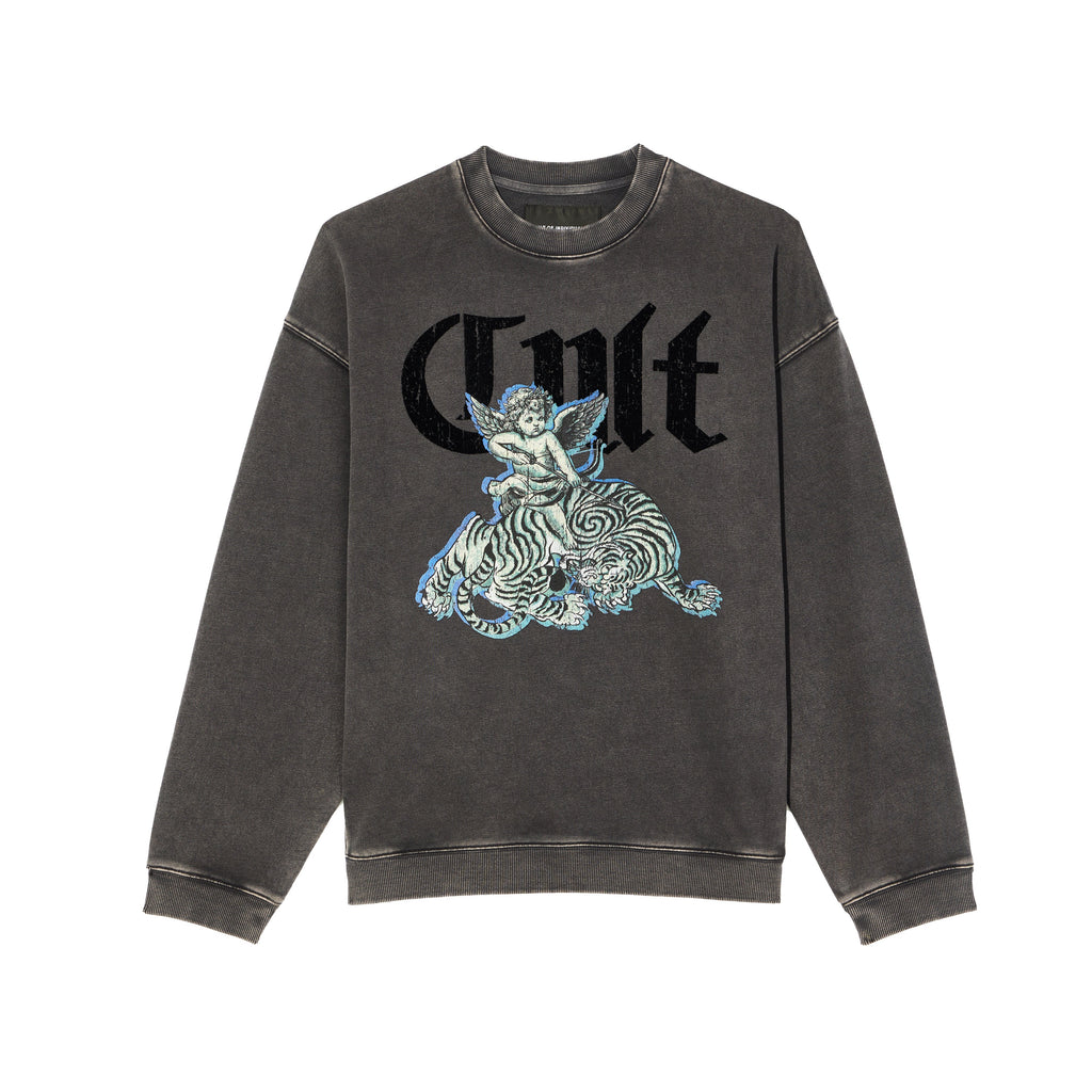 Cult's Novelty Fleece Crew Sweatshirt in Vintage Charcoal