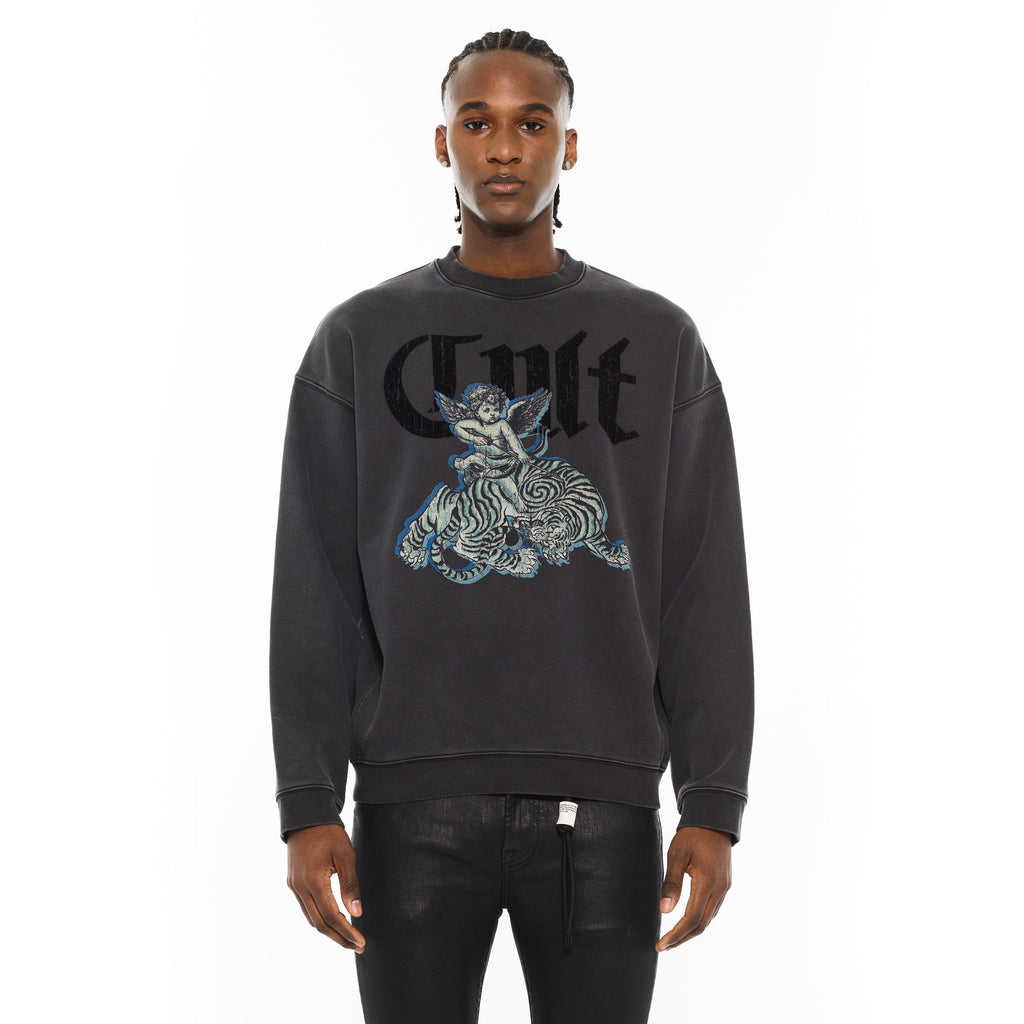 Cult's Novelty Fleece Crew Sweatshirt in Vintage Charcoal