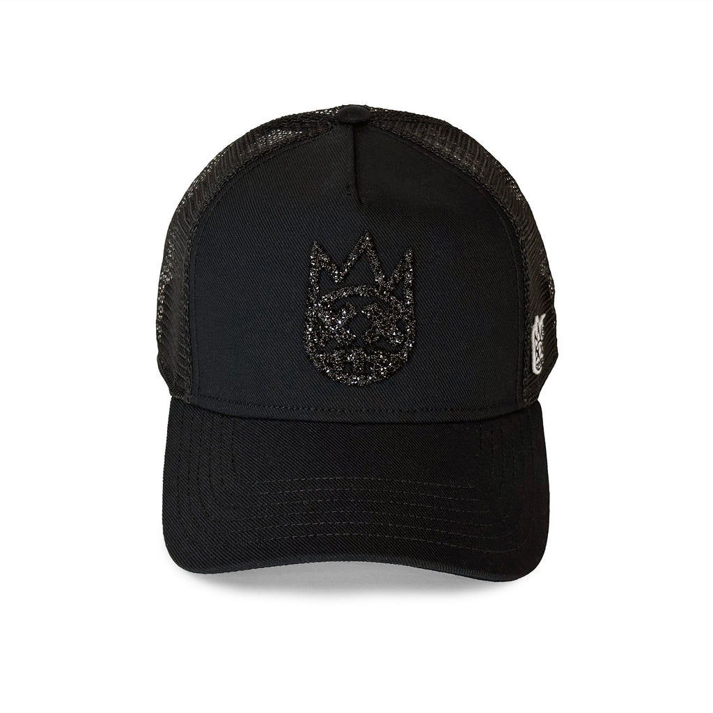 Cult's Crystal Logo Mesh Back Trucker Hat in Black