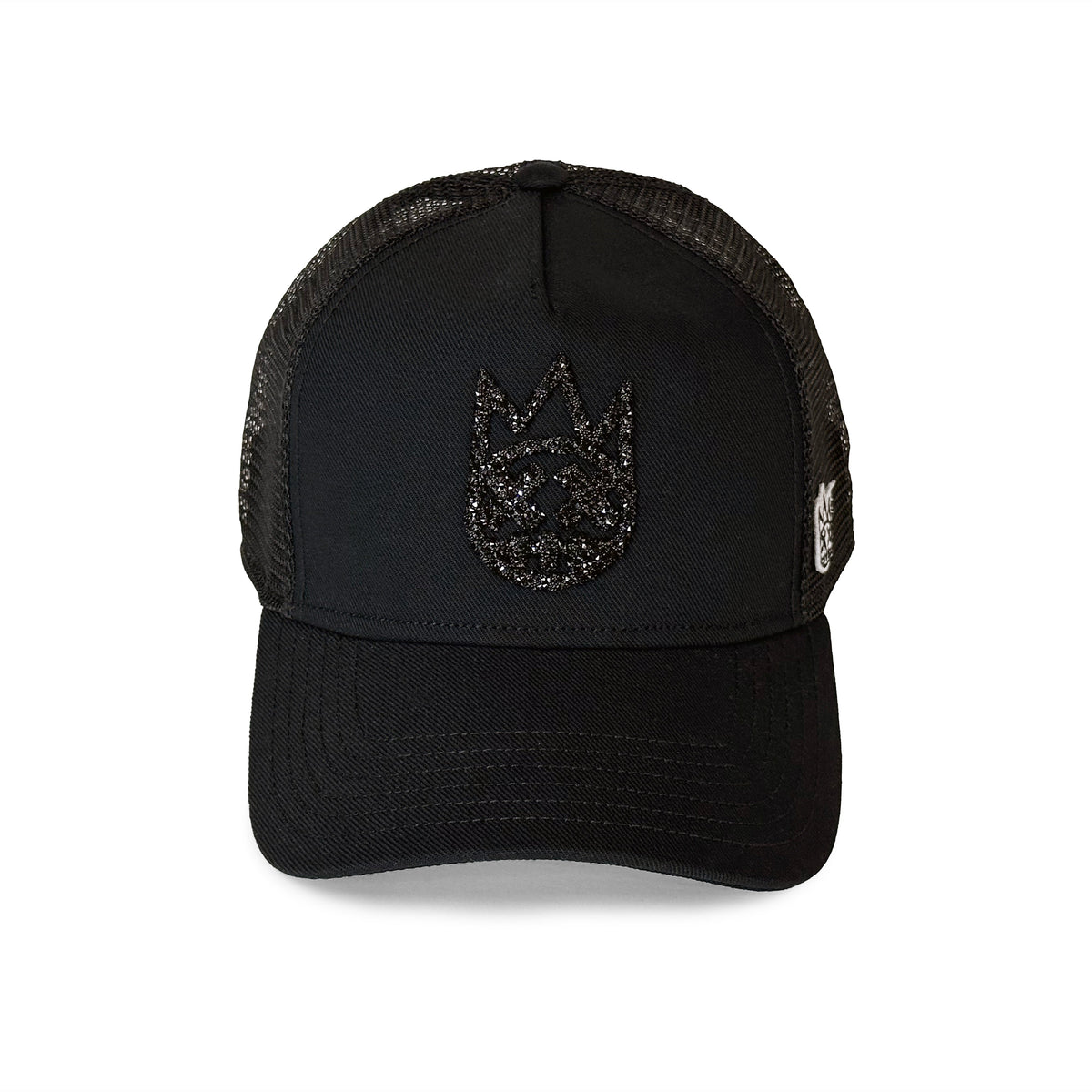 Cult's Crystal Logo Mesh Back Trucker Hat in Black