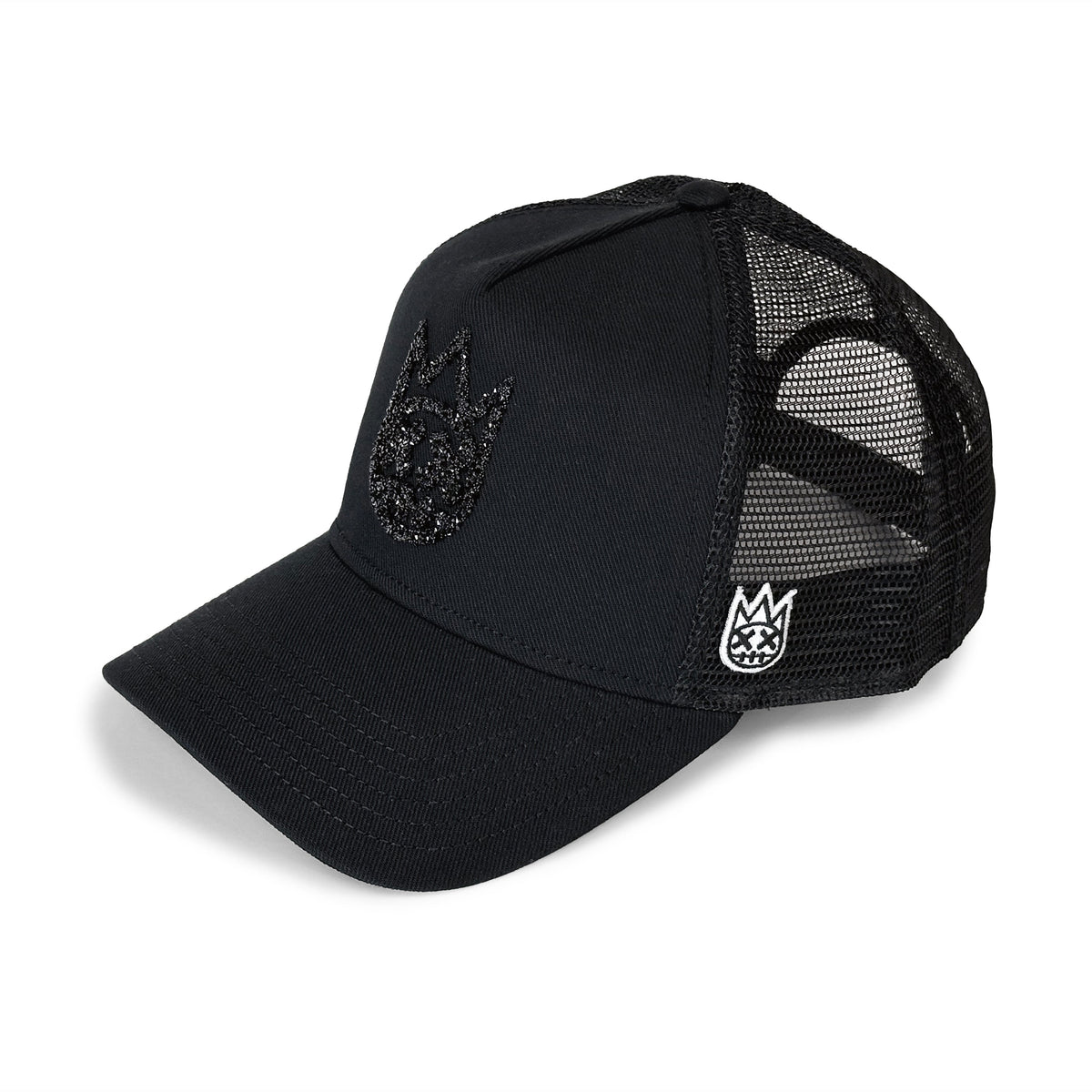 Cult's Crystal Logo Mesh Back Trucker Hat in Black
