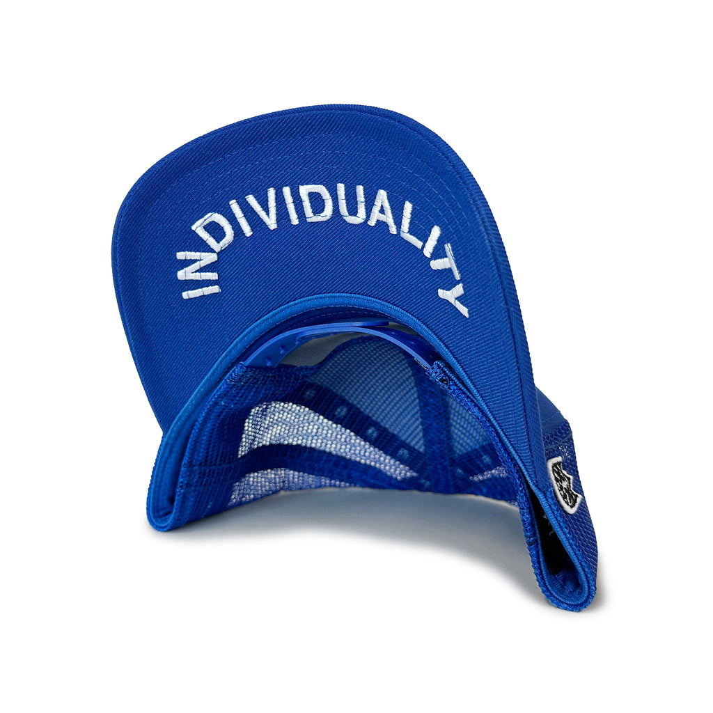 Cult's Crystal Logo Mesh Back Trucker Hat in Blue