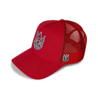 Cult's Crystal Logo Mesh Back Trucker Hat in Red