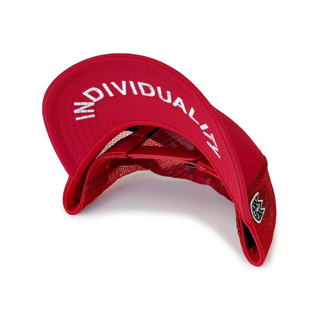 Cult's Crystal Logo Mesh Back Trucker Hat in Red
