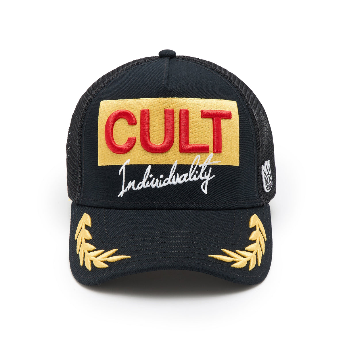 Cult's Logo Mesh Back Trucker Hat "Cult Racing" in Black
