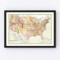 Vintage Map of United States 1871
