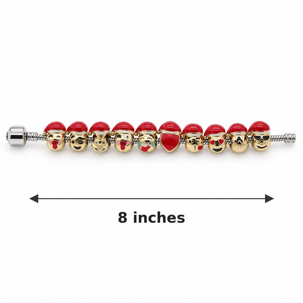 Christmas Red Hat Character Charm Bracelet – Festive Holiday Gift for Her